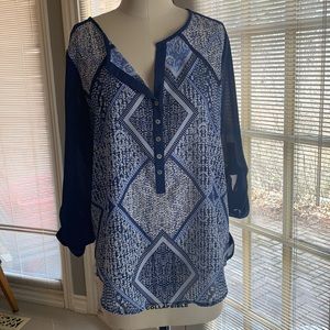 RW & Co Blue Blouse size L